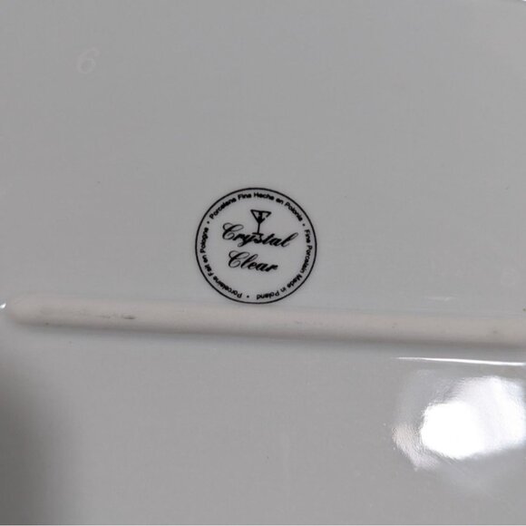 Crystal Clear Fine Porcelain Oval Platter With Rose Design & Gold Trim - Picture 11 of 12